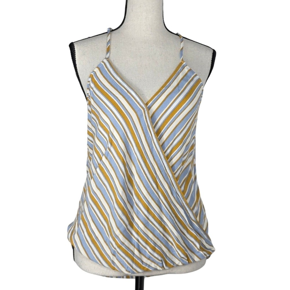 Market & Spruce Surplice Tank Top Striped Rayon Wrap Front XS Boho Summer Casual